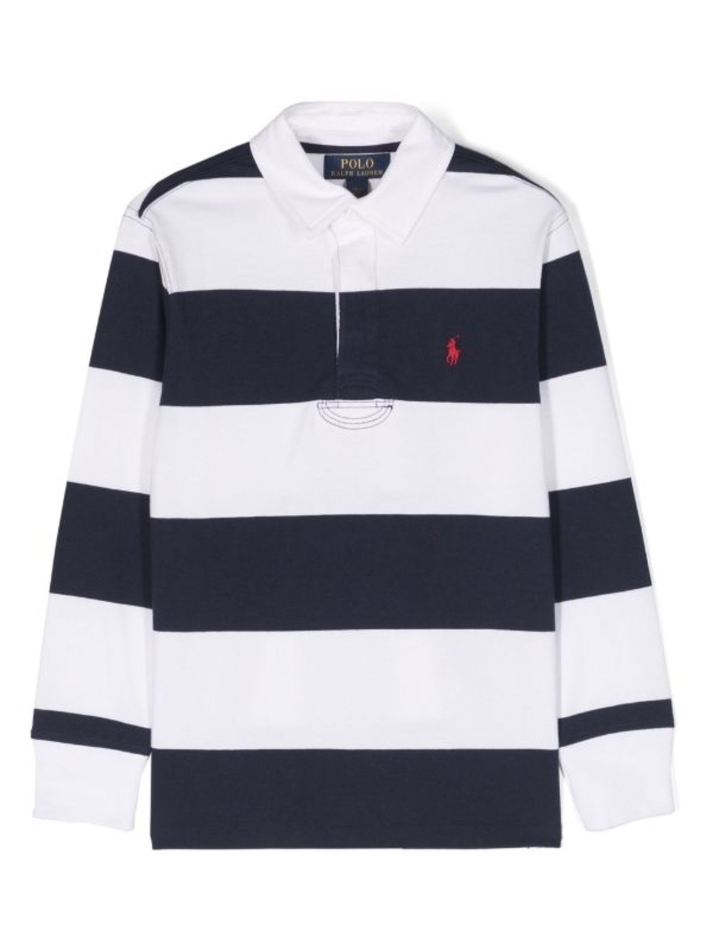 Ralph Lauren Boys' Navy and Cream Striped Rugby Shirt - Picture 2 of 7